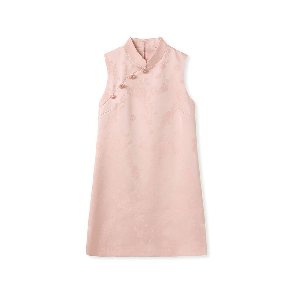 Tang Dou Gao Ding Yue Fu Hong Chinese style light luxury A line skirt for women new Chinese embroidery stand up collar cheongsam dress for women image 5