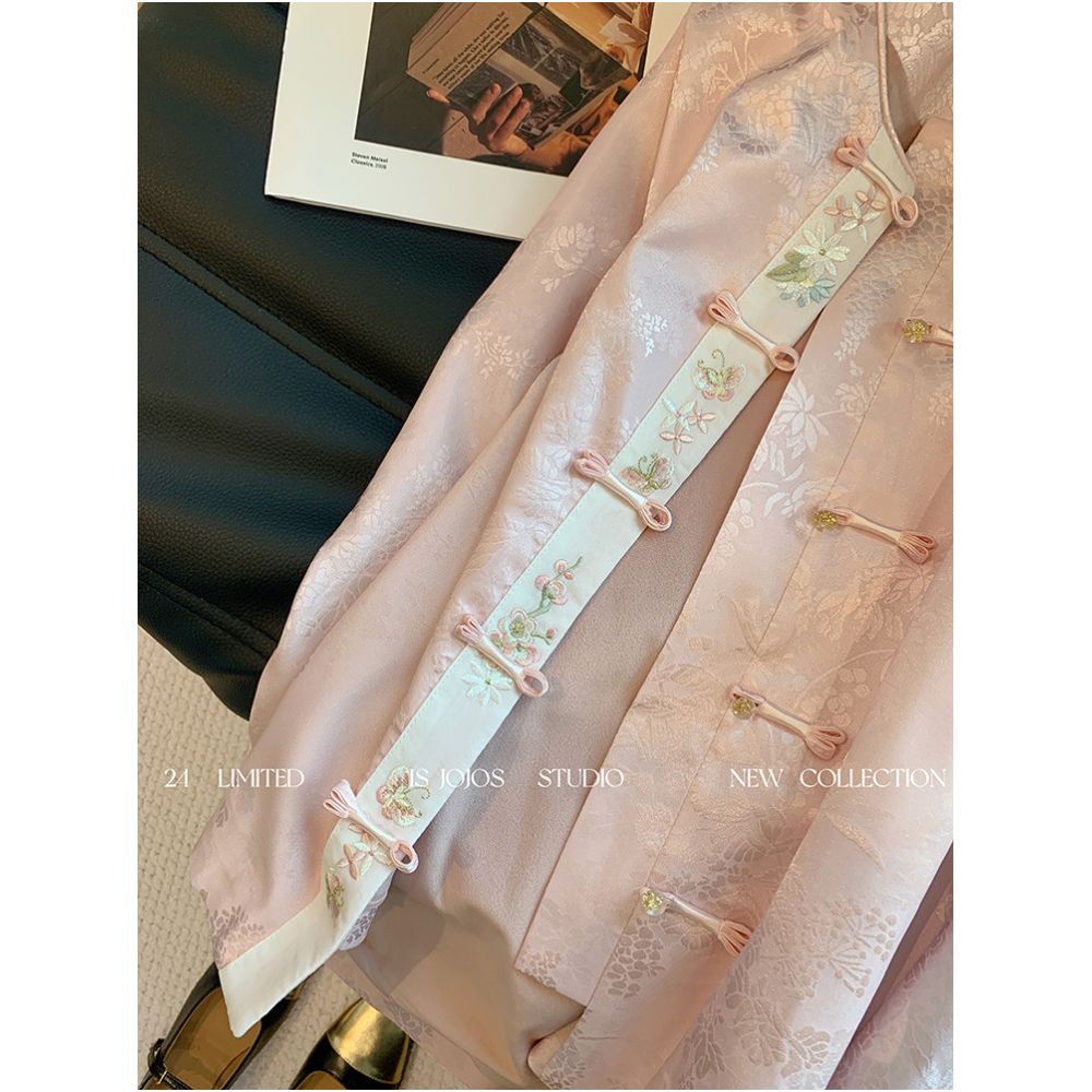 Pink new Chinese style light embroidery patchwork jacket for women s early spring new style gentle and high end Zen style improved Tang style clothing image 4