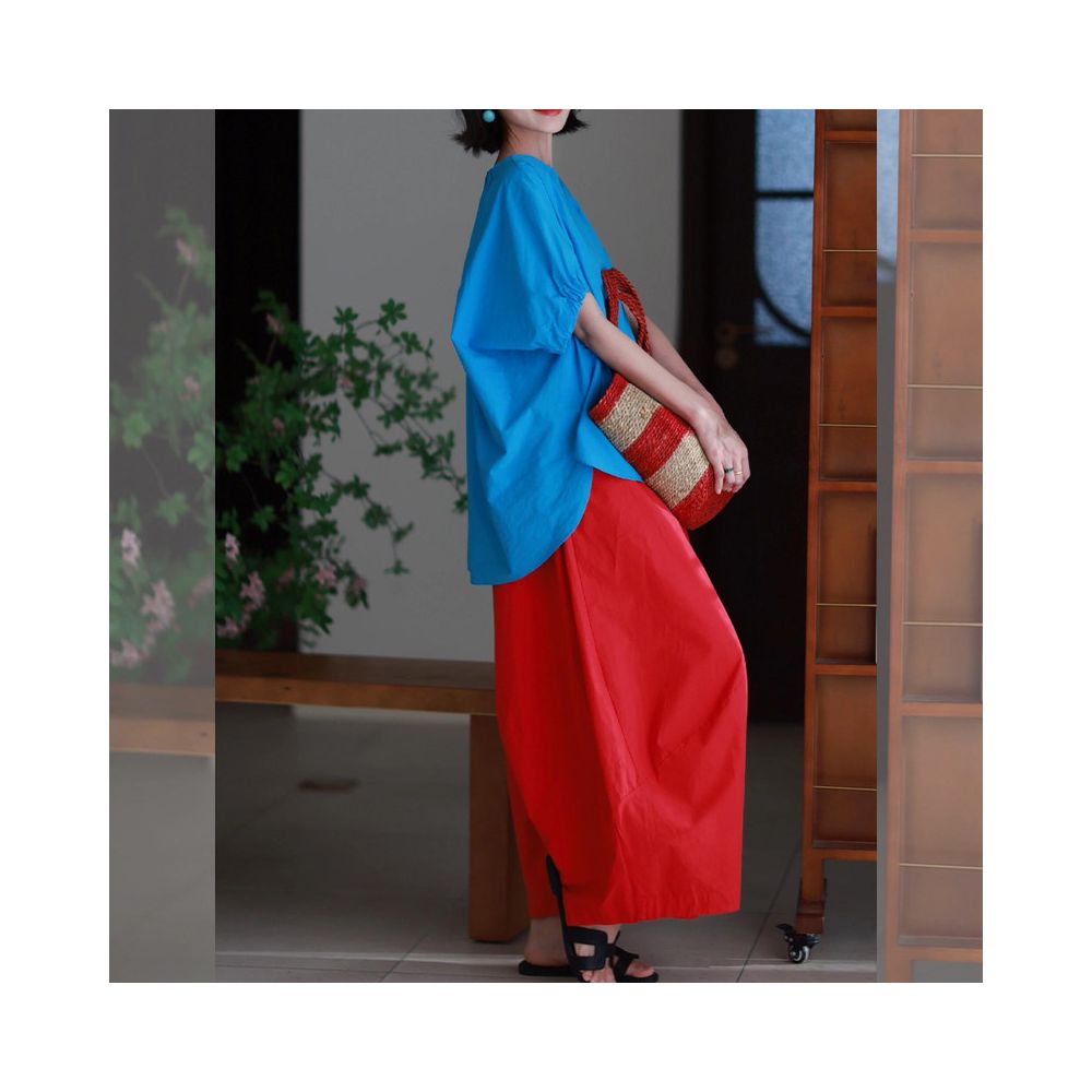 A set of stylish and elegant summer clothes paired with a blue short sleeved shirt and pants two piece set 2025 new style image 5