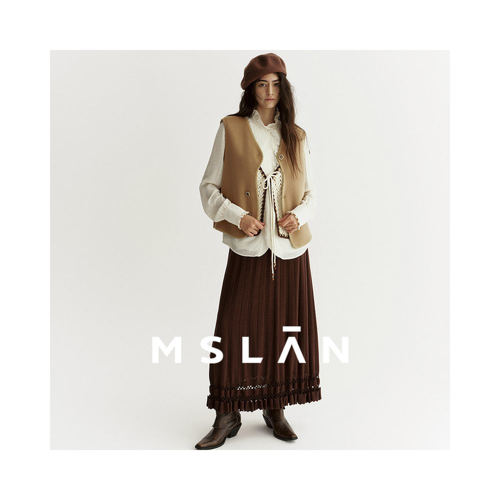 MSLAN2025 winter new hollow out contrasting color outerwear hand hook knitted vest MGDW206 image 5