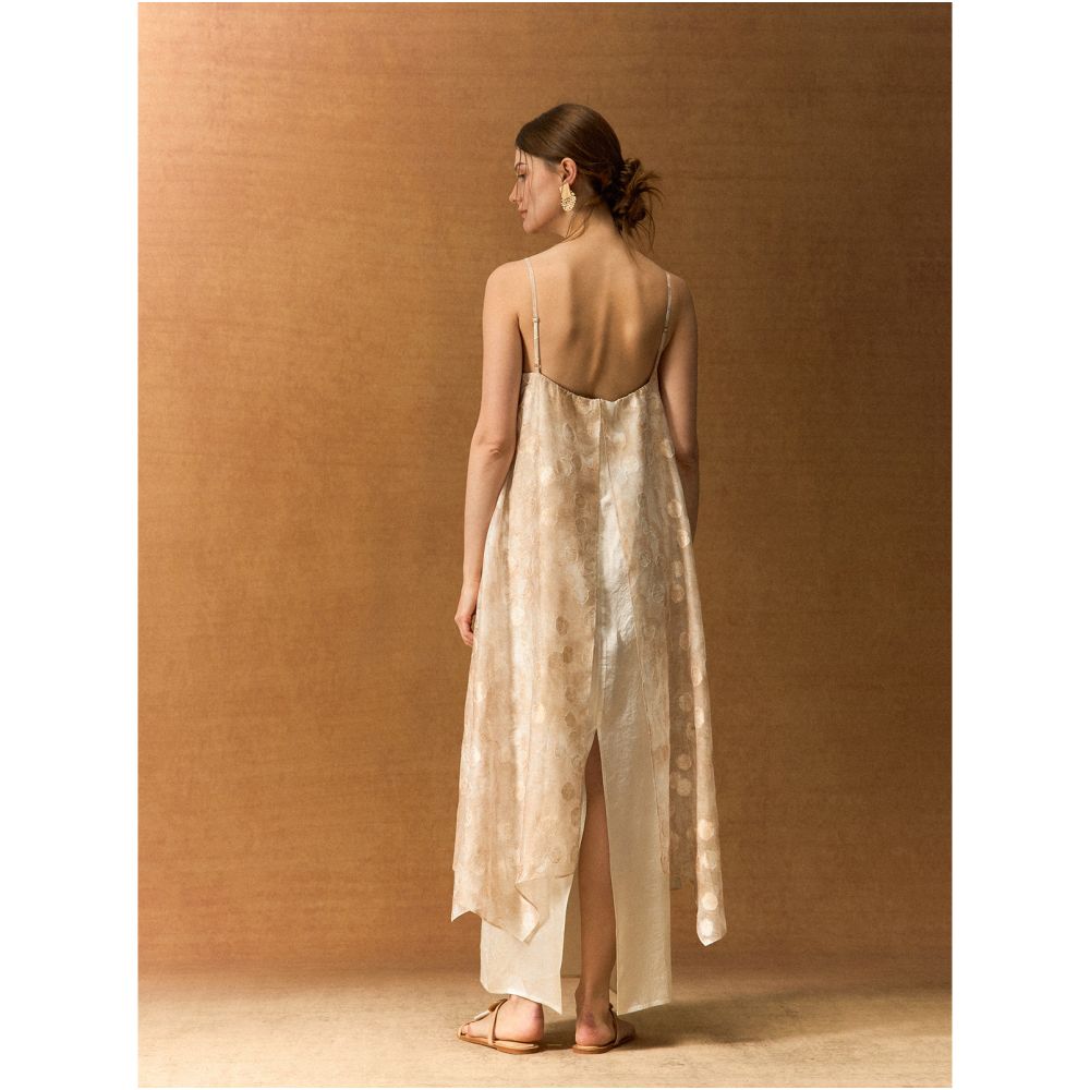 Nian Twelve Oriental Zhaoming Cutting Flower Acetic Acid Double layer Opening Slips Skirt New Chinese Style Dress image 5