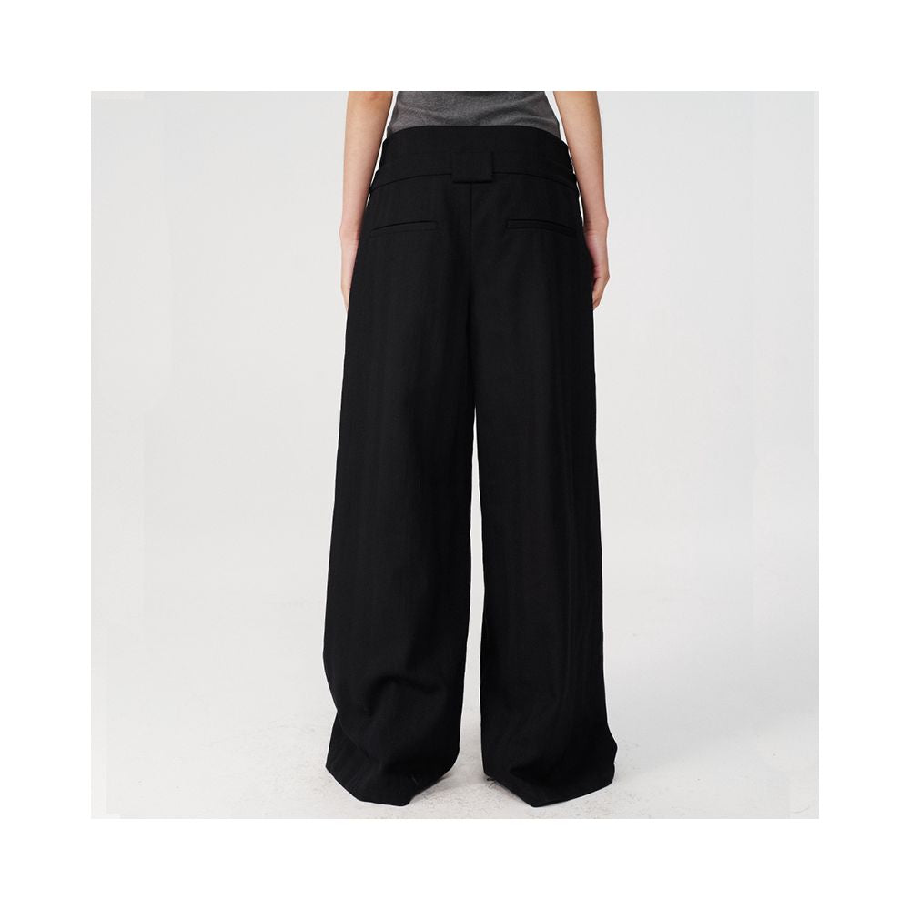 JCAESAR PLEATED PANTS Double Waist Front Insert Bag Folded Pants Women s Casual Wide Legs Laziness image 5