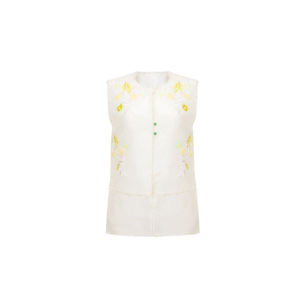 Bettychow new Chinese style silk organza translucent rice white vest Chinese style fashionable and dignified vest image 5