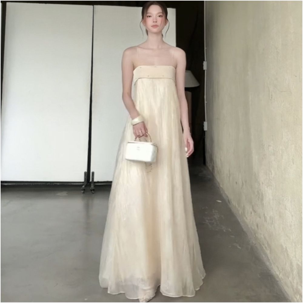 Kiooo glass flower cool style niche new Chinese wabi sabi style fairy style long skirt image 1