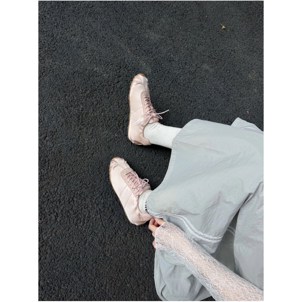 WOOD ACRE m u 25FW Ballet Style Satin German Training Shoes Casual Flat Sneakers image 4