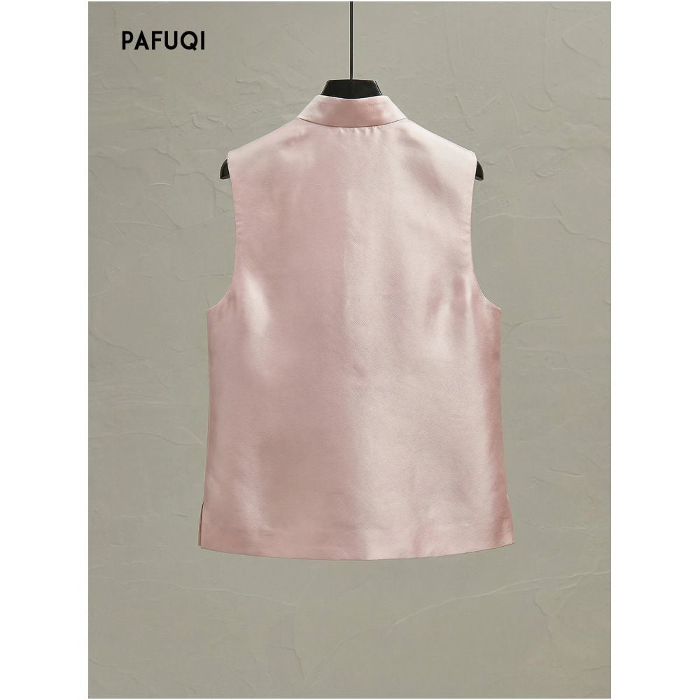 Improved New Chinese Style Women s Clothing 2026 Spring New Pink 3D Floral Layered Vest Jacket image 5