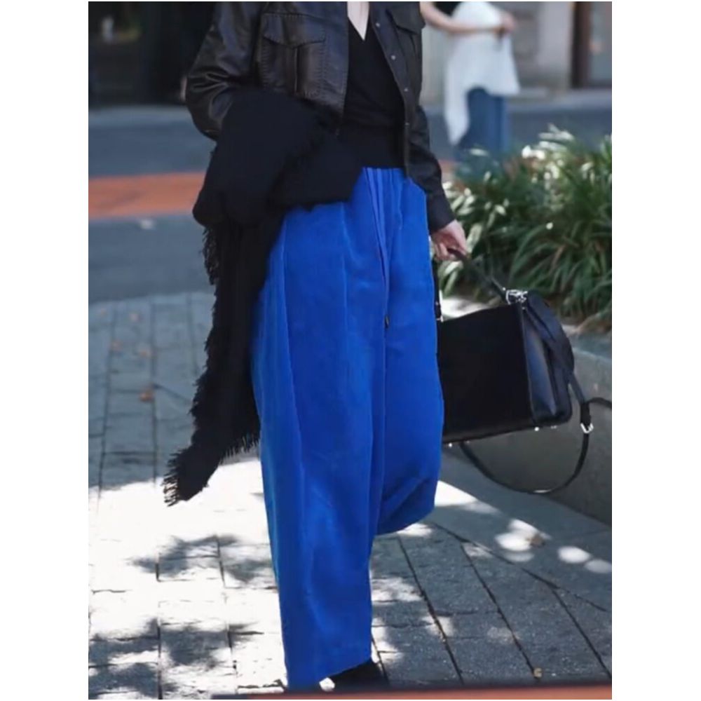 Plus size women s loose fitting corduroy casual pants 2026 early spring new style wide leg pants slimming cropped sloping pants image 5