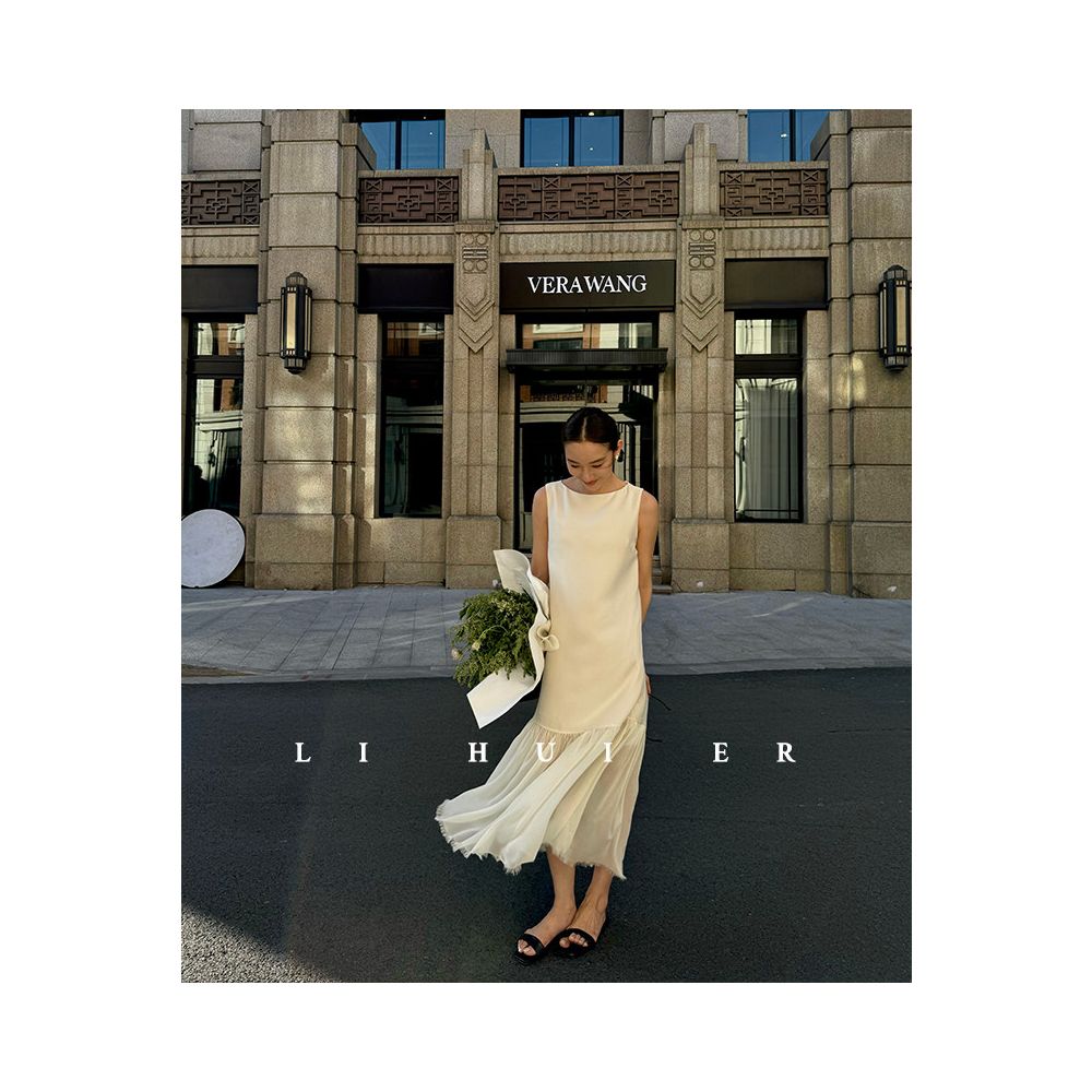 LiHuiEr Li Huier Prague White Dove Acetic Acid Dress Women s 2026 Super Beautiful and Slimming Long Dress image 5