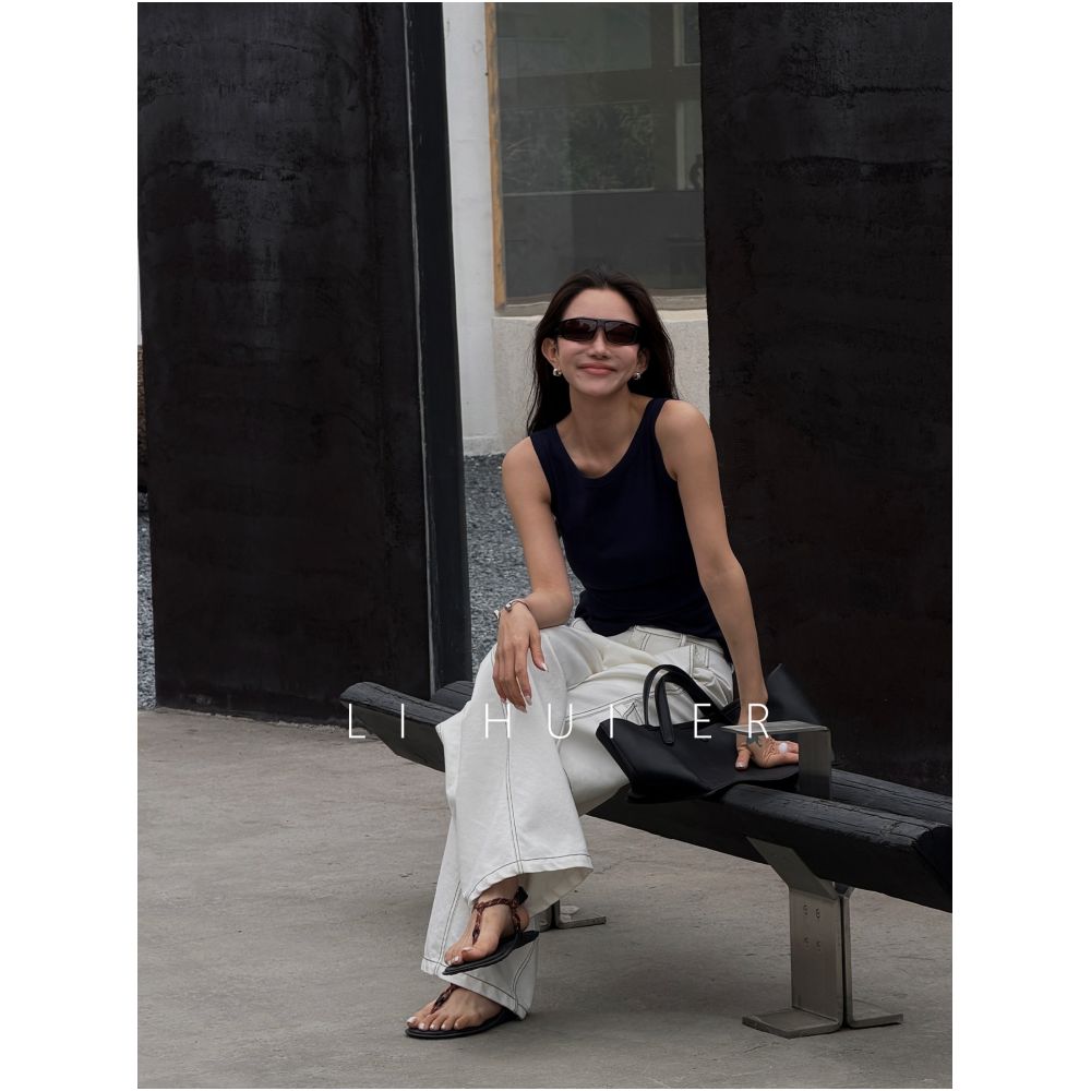 LiHuiEr Li Huier Qingkong Women s Retro Loose White Denim Jeans 2026 New Style Summer Thin Style image 2
