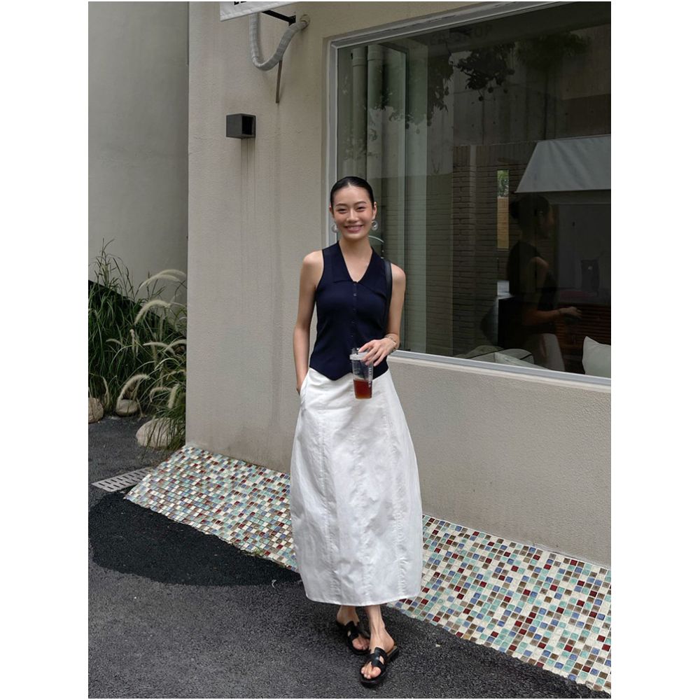 PURITY YH French style inner layer collared knitted vest camisole outer layer with a sophisticated and cool feel sleeveless top image 4
