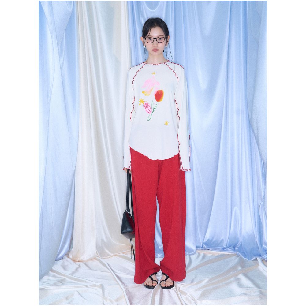 Uare Original Design Tundra Scenery Poem Bird Rose and Apple Print Tencel Long Sleeve Cover Up T Shirt image 4