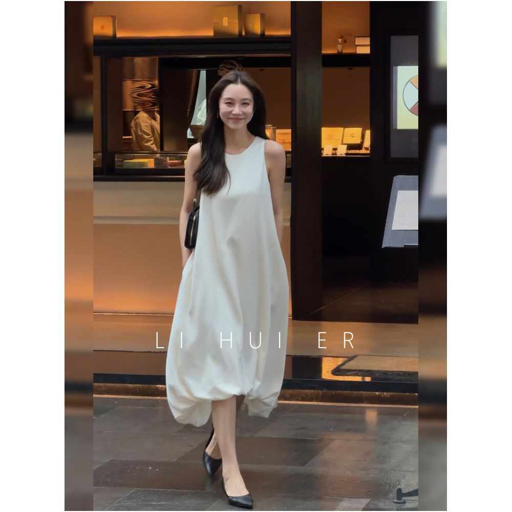 LiHuiEr Li Huier Tingyun Summer Style Round Neck White Tulip Dress Women s Sleeveless Vest Dress image 2