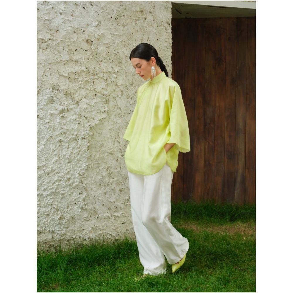 TAORAN Women s Young Style Stand Collar Cheongsam Top Chinese Style Everyday Zen Inspired Tea Robe Loose Fit Reversible Top image 4