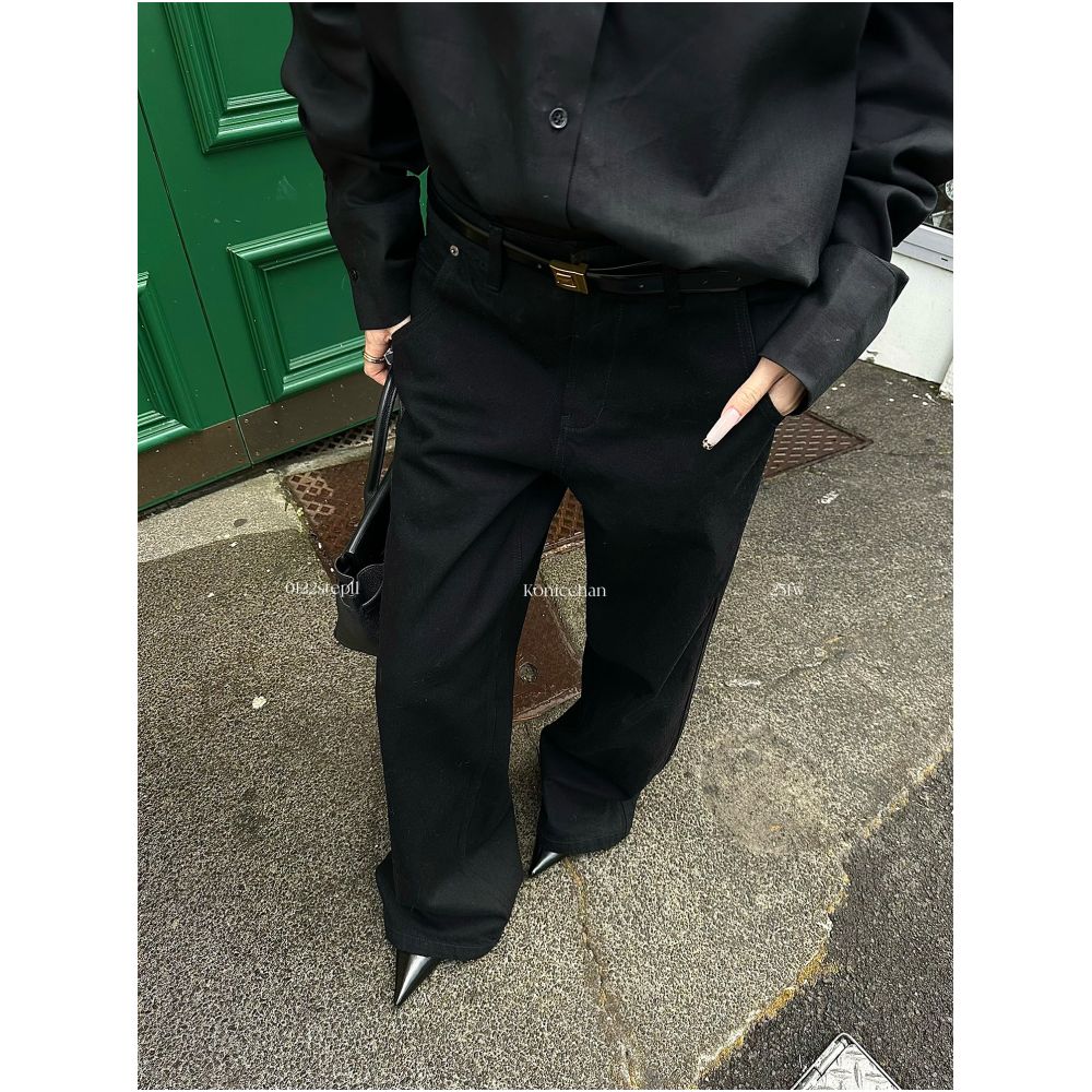 0122stepll Classic Black Jeans Black Floor Length Pants Women s American Retro Slimming Low Waist Straight Leg Casual Pants image 4