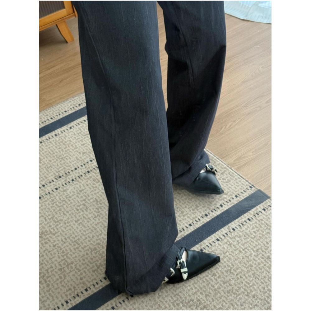 American retro flared suit pants for women summer thin style plus size low waisted narrow fit drape slimming casual wide leg pants image 4