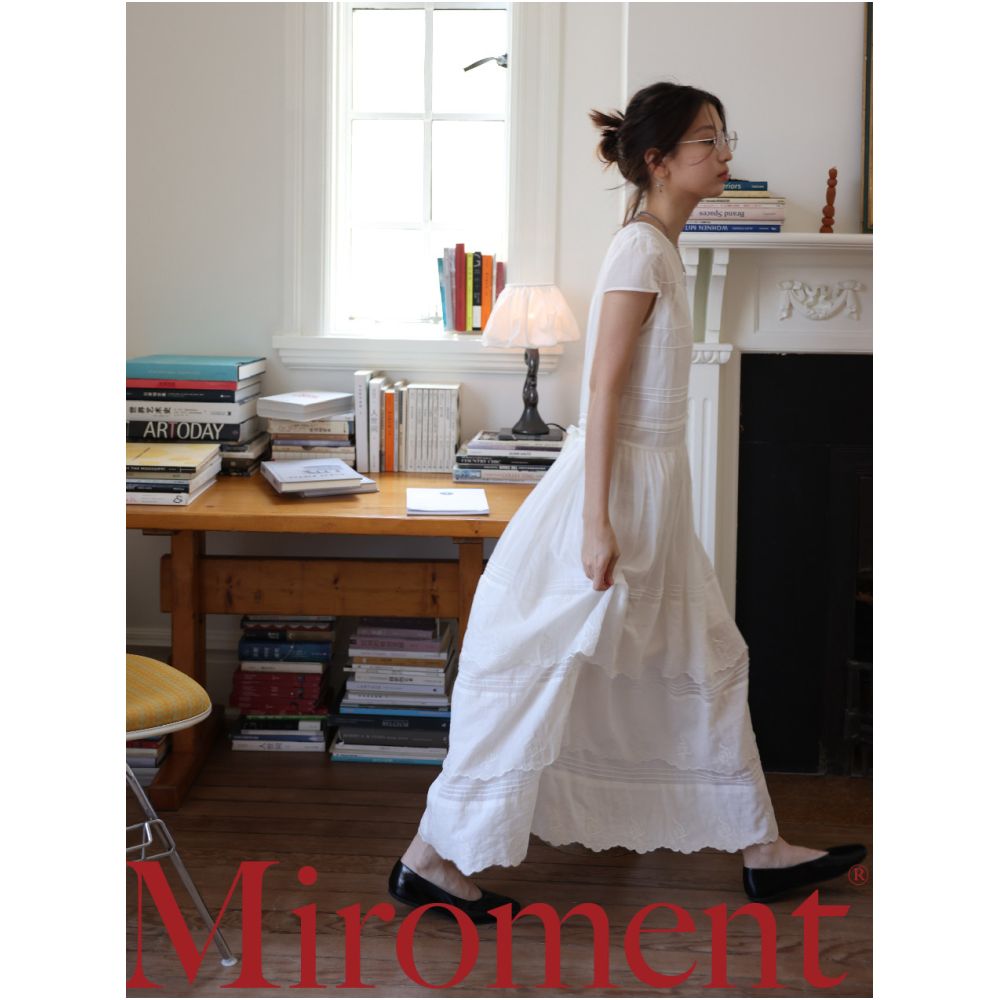 Miroment Elegant Lady Transparent Cream Cake Dress Custom woven 100 count fine cotton with straight shoulders and short sleeves image 2
