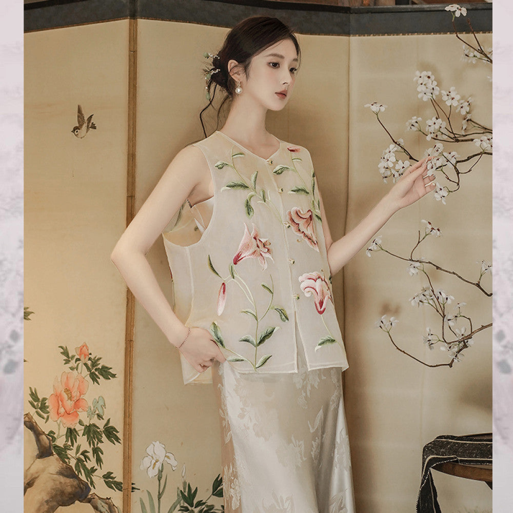 Yulan New Chinese style Mulberry Silk National Style Vest Women s 2025 Summer New Round Neck Retro Style Versatile Women image 2