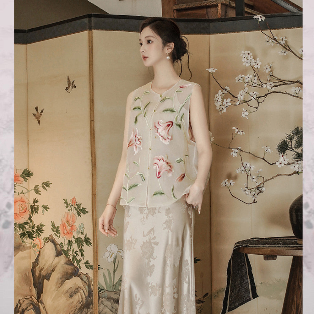 Yulan New Chinese style Mulberry Silk National Style Vest Women s 2025 Summer New Round Neck Retro Style Versatile Women image 4