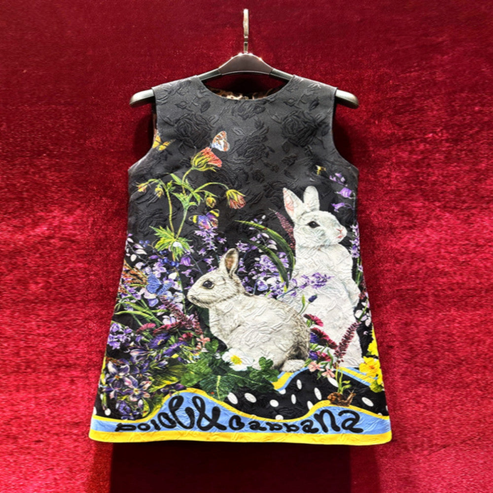 High end retro printed high end super popular European A line dress with a sense of luxury popular 2025 new style strong anti aging aura image 1