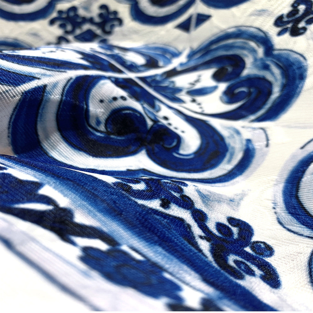Retro Chinese style blue and white porcelain printed A line sleeveless dress with a sense of luxury 2025 new popular and explosive style stylish image 5