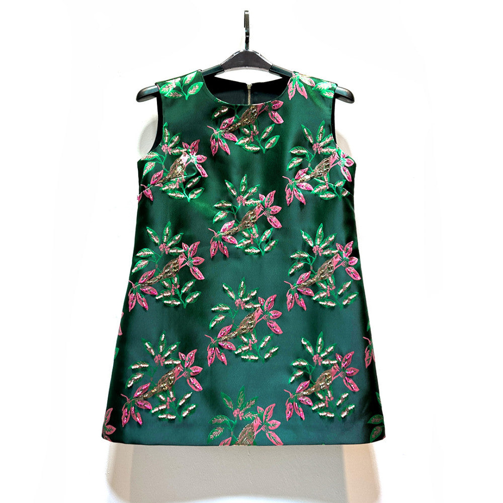 ASAYA4624 – Emerald Songbird Embroidered Dress 🕊️✨