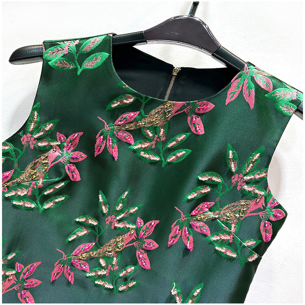 High end customized light luxury jacquard heavy duty nail bead A line skirt with slimming temperament A line dress 2025 summer new style image 12