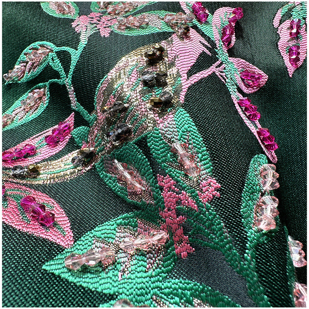 High end customized light luxury jacquard heavy duty nail bead A line skirt with slimming temperament A line dress 2025 summer new style image 1
