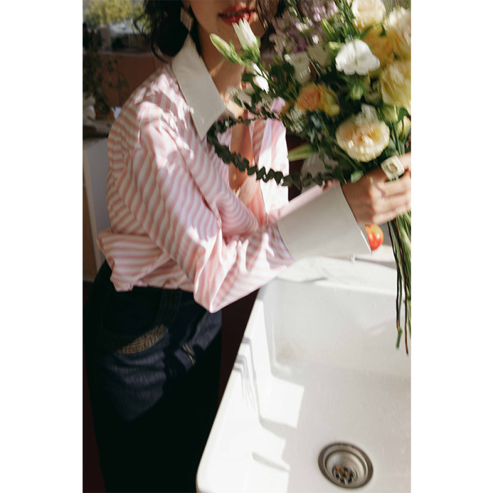 ASAYA4608 – Rosé Striped Charm Shirt 🌸🍷