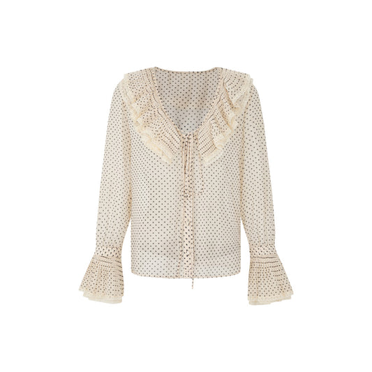 ASAYA4604 – Romantic Ruffle Polka Blouse 🤍✨
