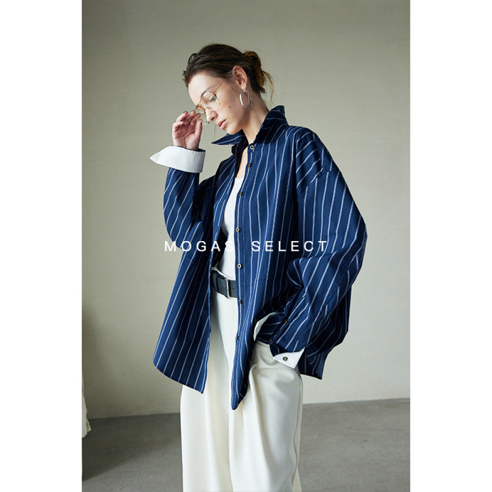In stock Mogas Bajia neutral style long staple cotton paper with a human like feel white shirt women s top jacket spring and autumn image 10
