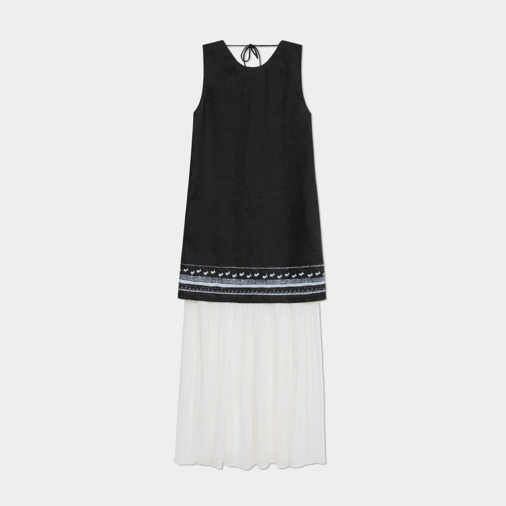 Bo Xi Feng Comfortable Linen Positioning Print Lightweight and Elegant Heavy Industry Hundred Fold Splicing Fake Two Piece Sleeveless Dress image 43