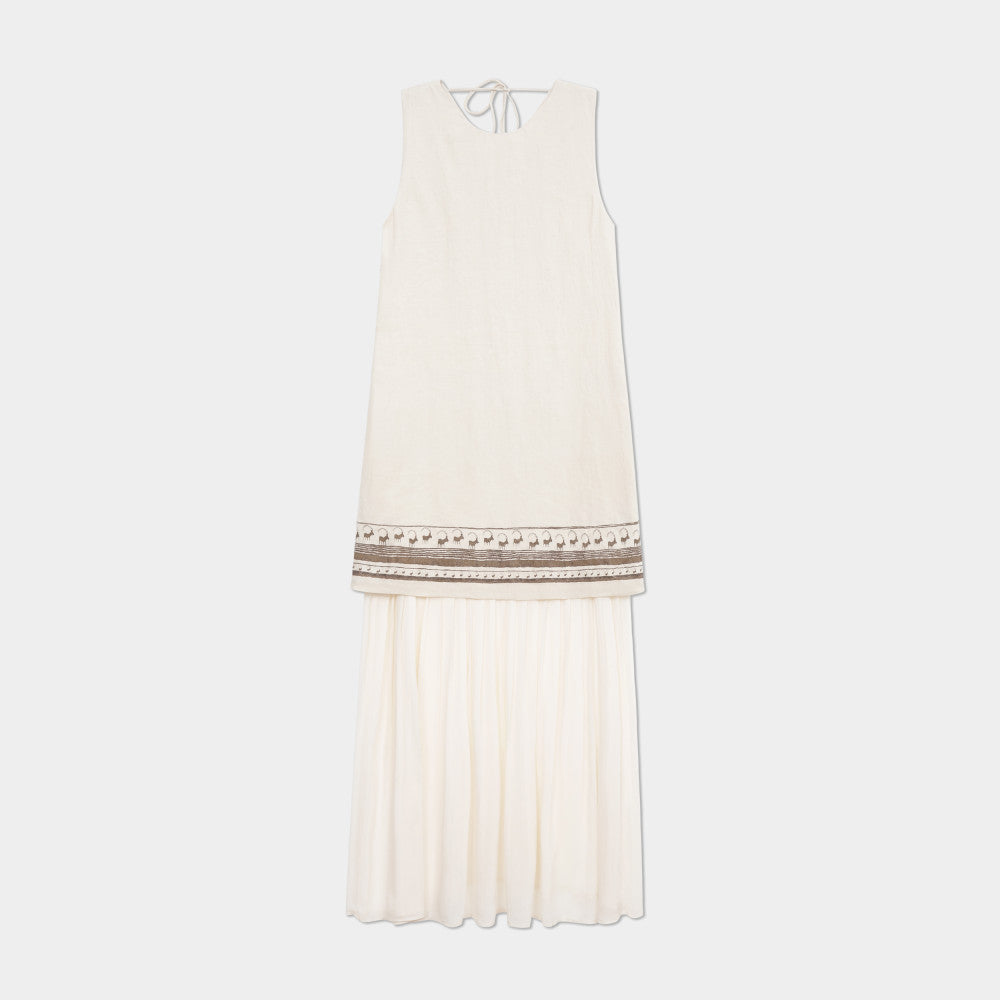 Bo Xi Feng Comfortable Linen Positioning Print Lightweight and Elegant Heavy Industry Hundred Fold Splicing Fake Two Piece Sleeveless Dress image 45