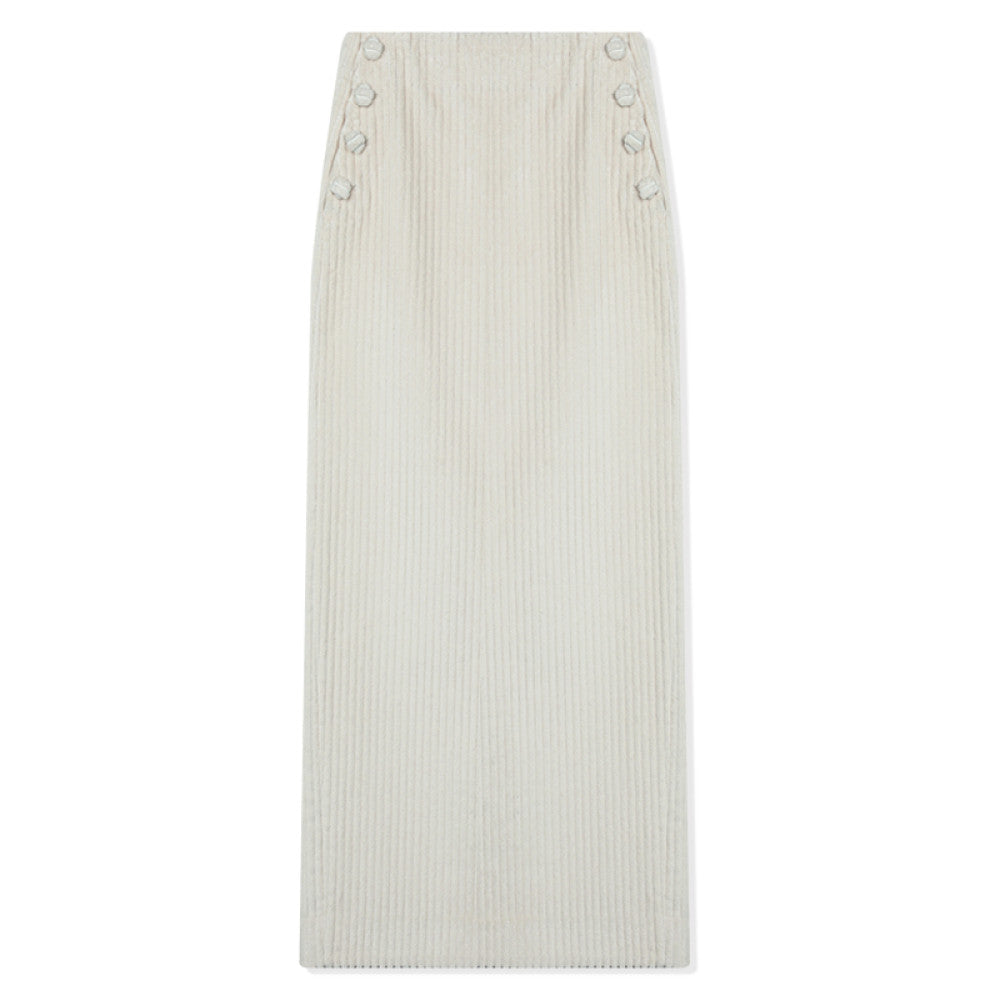 RoseLingLing King Stripe Created Coarse Pit Corduroy Intellectually Style Vest Straight Tube Half Skirt image 50