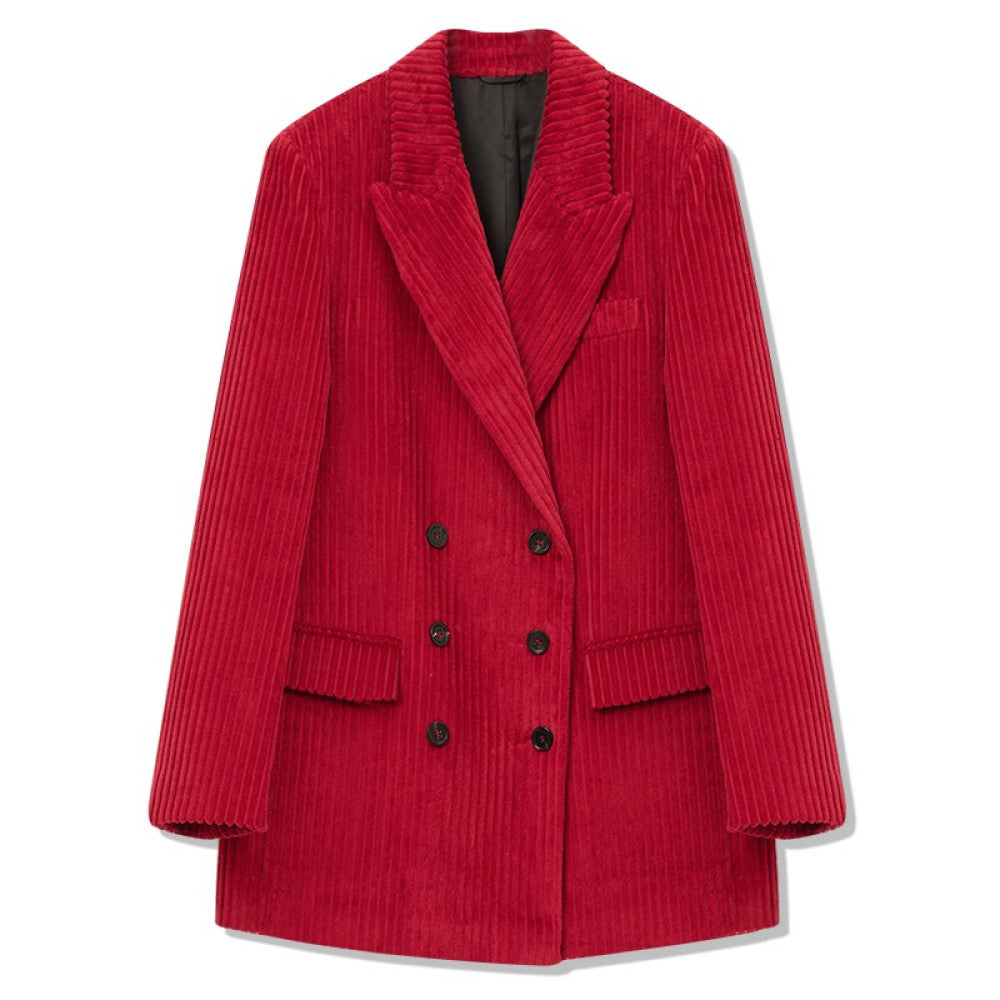 RoseLingLing King Stripe Created Coarse Pit Corduroy Intellectually Style Vest Straight Tube Half Skirt image 64