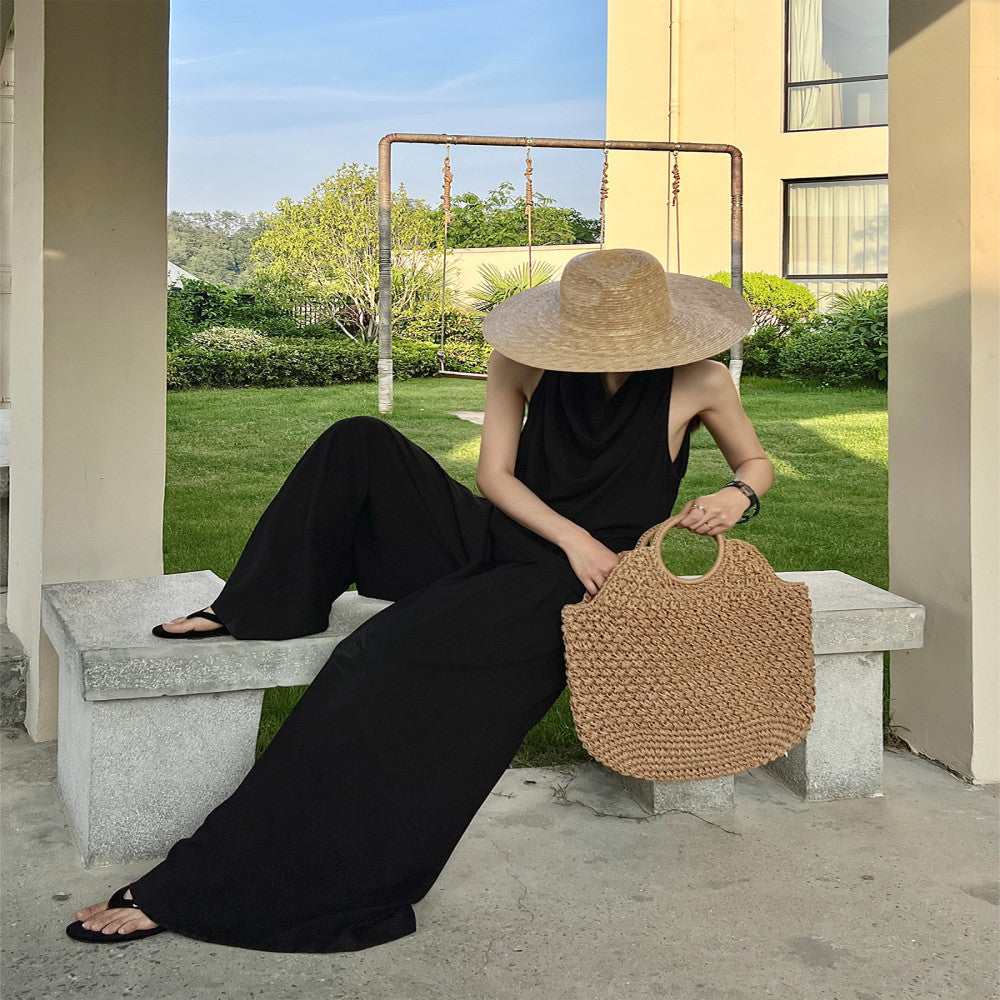 PAPERLLL shop owner s private server with a high end feel sleeveless strap vest high waisted pleated wide leg pants set for women image 26