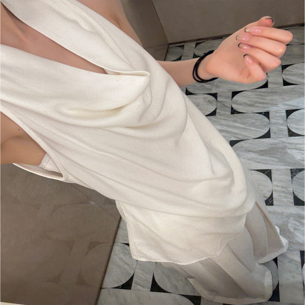 PAPERLLL shop owner s private server with a high end feel sleeveless strap vest high waisted pleated wide leg pants set for women image 29