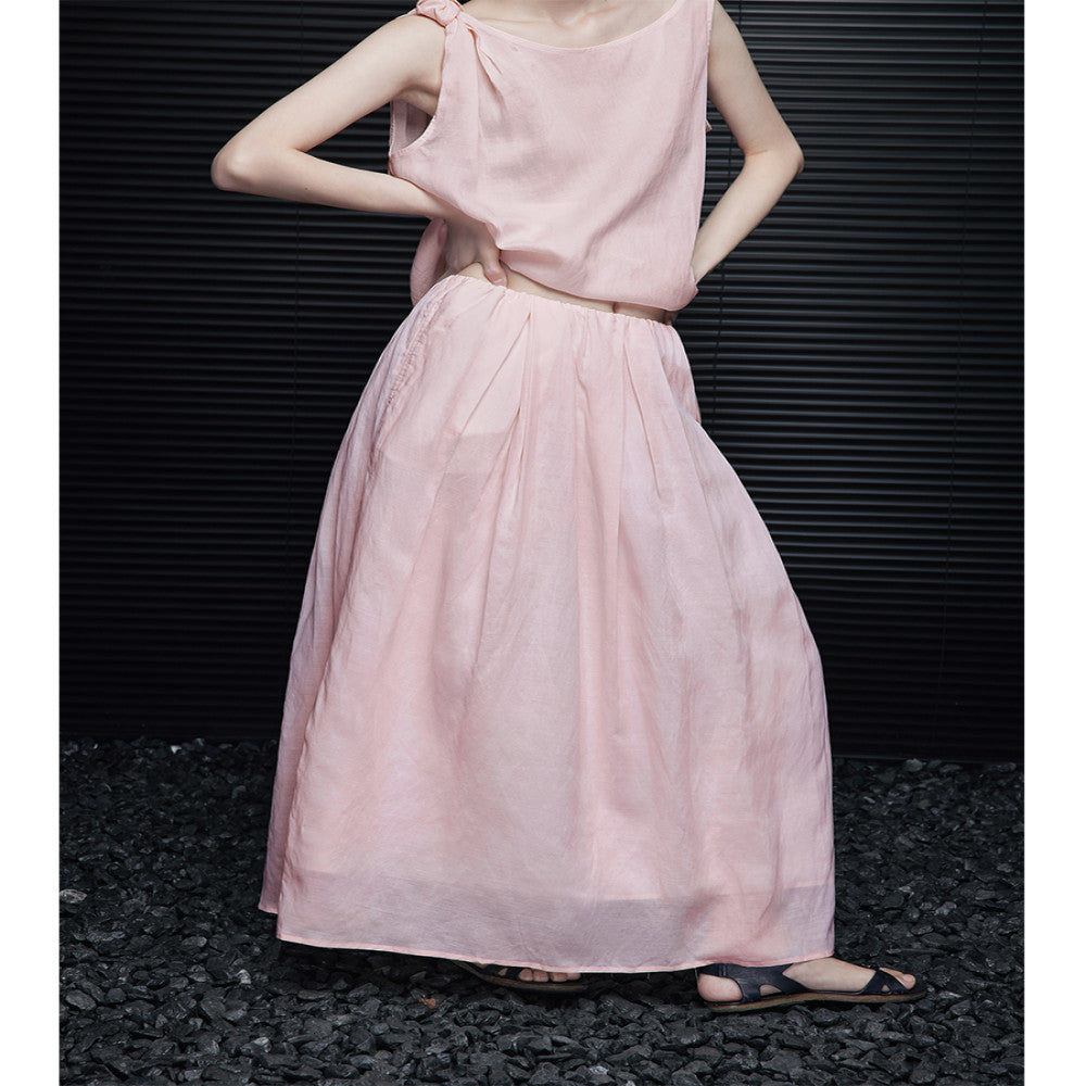 Moment Pink Medium length Linen Half length Skirt for Women 2025 Summer New Collection Light Luxury High End Unique Pendant image 0