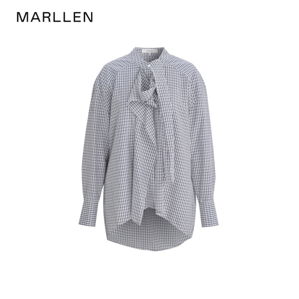Marllen casual casual loose shirt commuting classic solid color plaid shirt top summer new women image 11