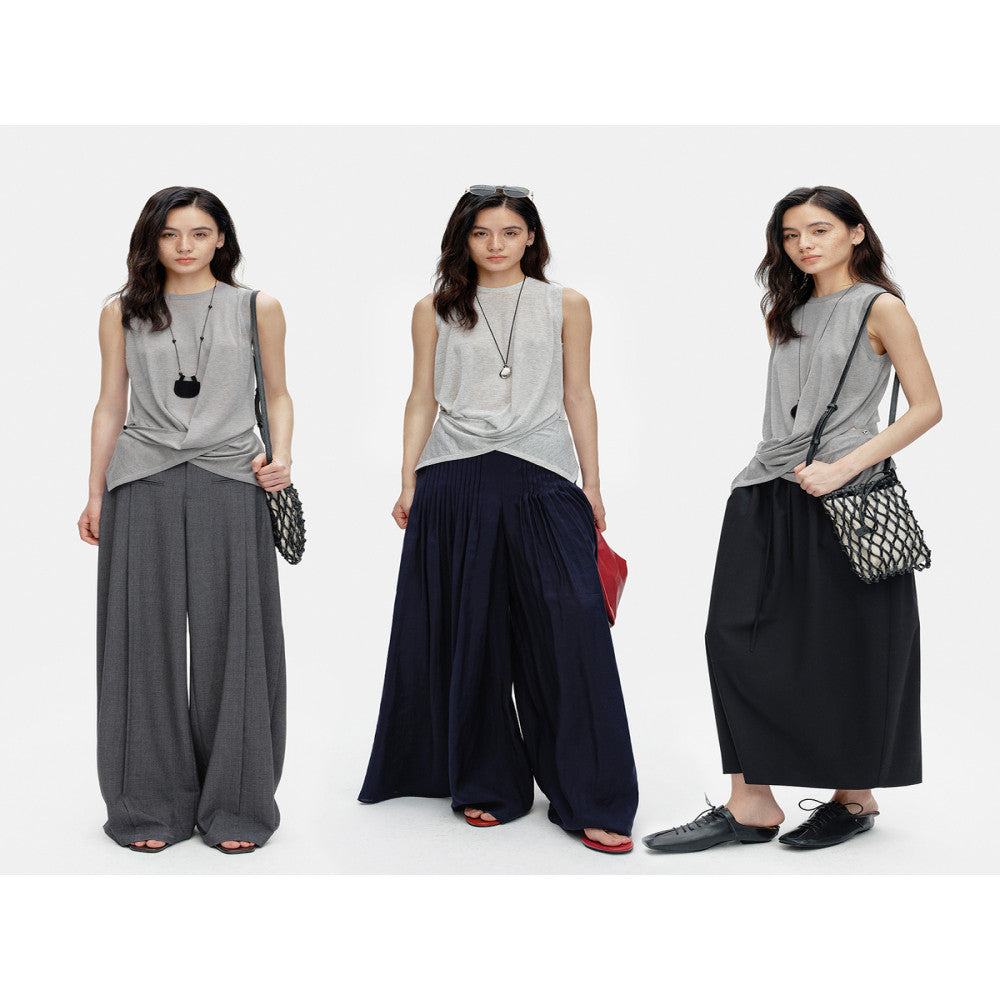 Marllen spatial melody slimming skin friendly breathable acetate cashmere artistic sense cross knot vest for women image 4