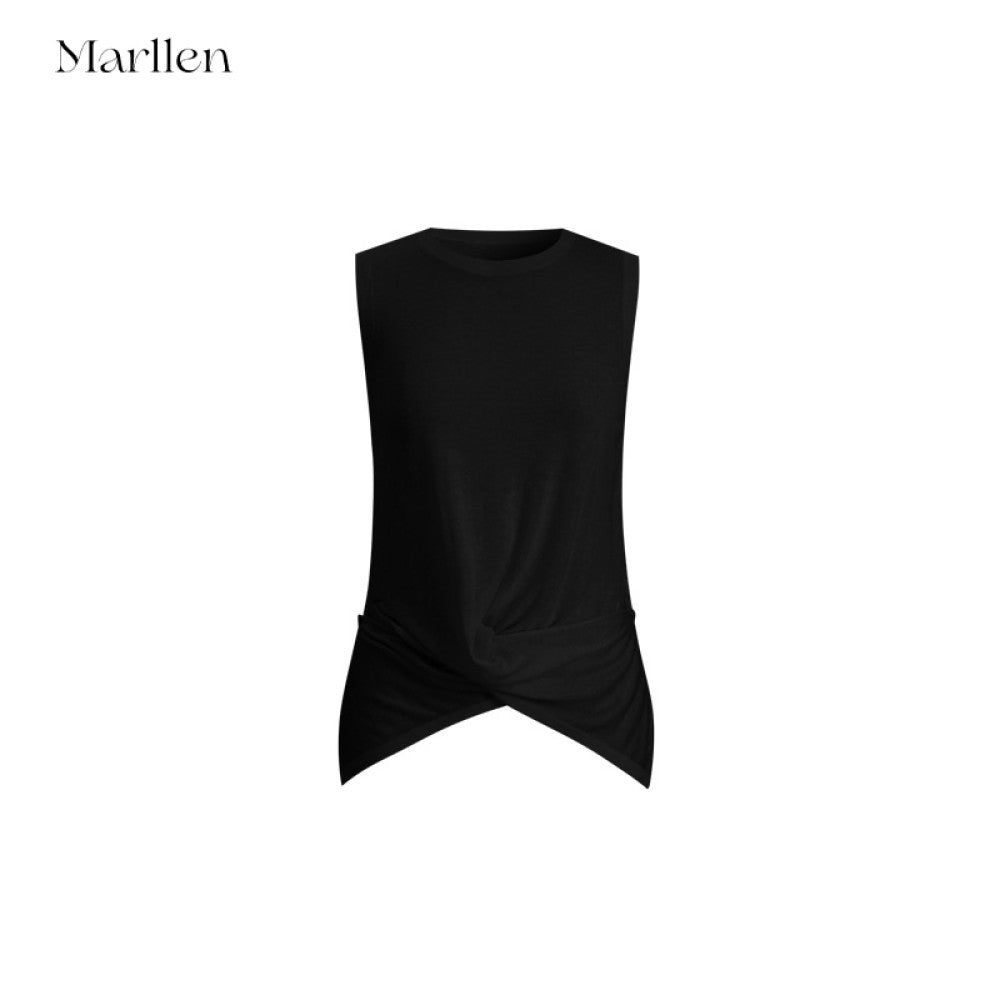 Marllen spatial melody slimming skin friendly breathable acetate cashmere artistic sense cross knot vest for women image 11