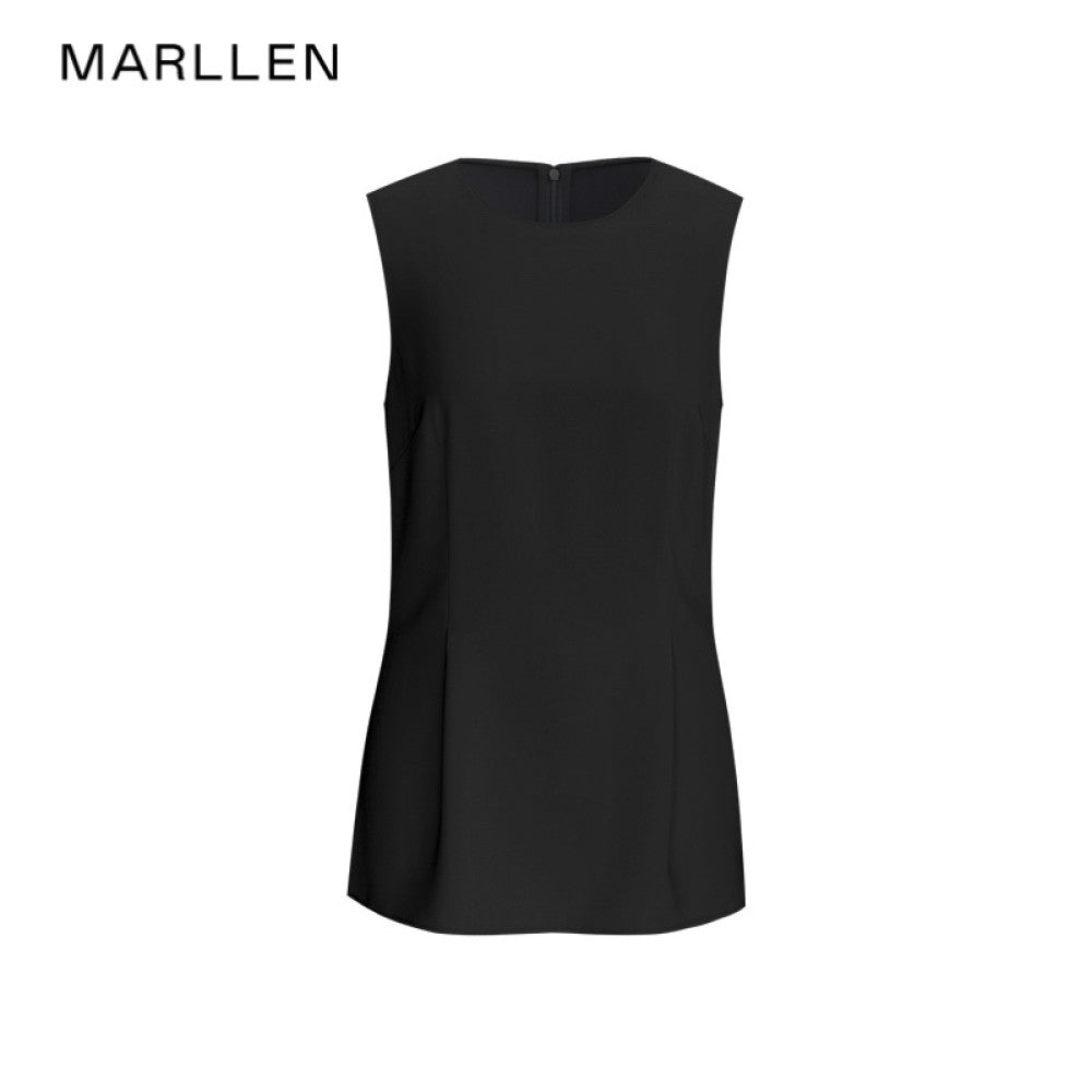 Marllen modern revealing dry skin friendly wrinkle resistant twill sleeveless waist cinched top loose wide leg pants set image 7