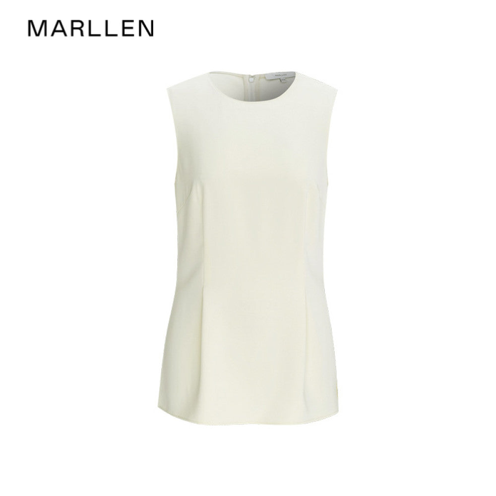 Marllen modern revealing dry skin friendly wrinkle resistant twill sleeveless waist cinched top loose wide leg pants set image 39