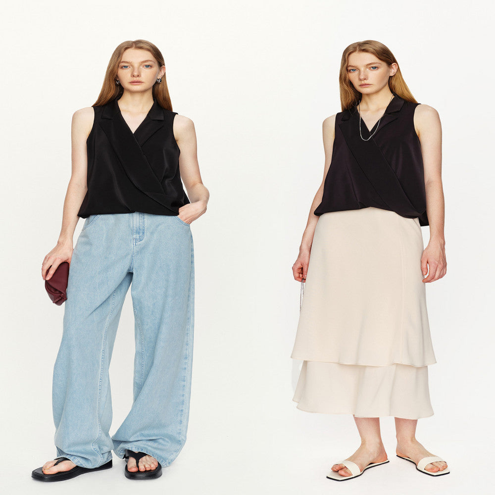 Marllen Night Charm Fashion Environmental Protection Anti Wrinkle Pendant Stylish Sleeveless V neck Suit Tank Top Pants Set image 1