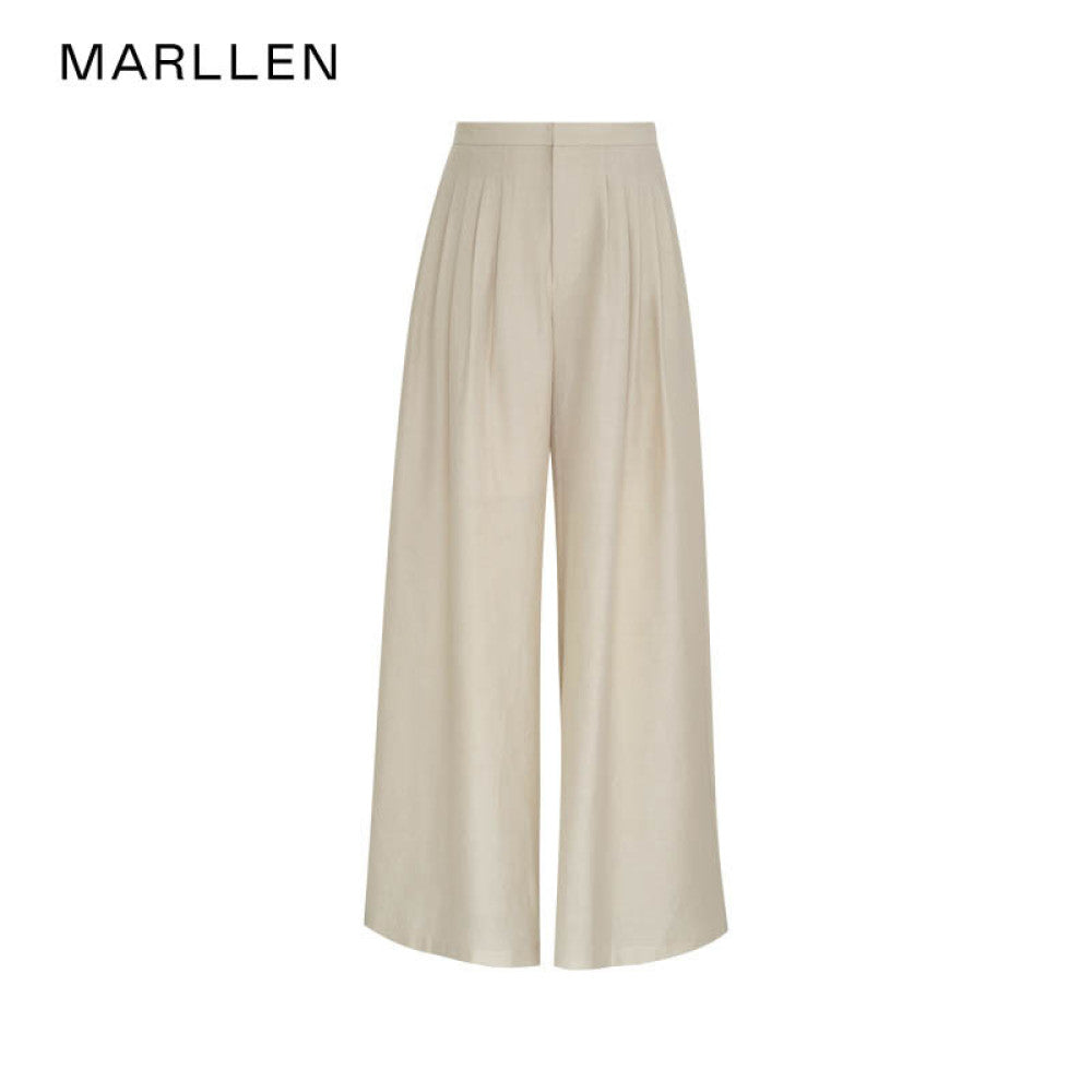 Marllen new Chinese style slightly swing collar Tencel shirt wide leg pants suit women summer image 24