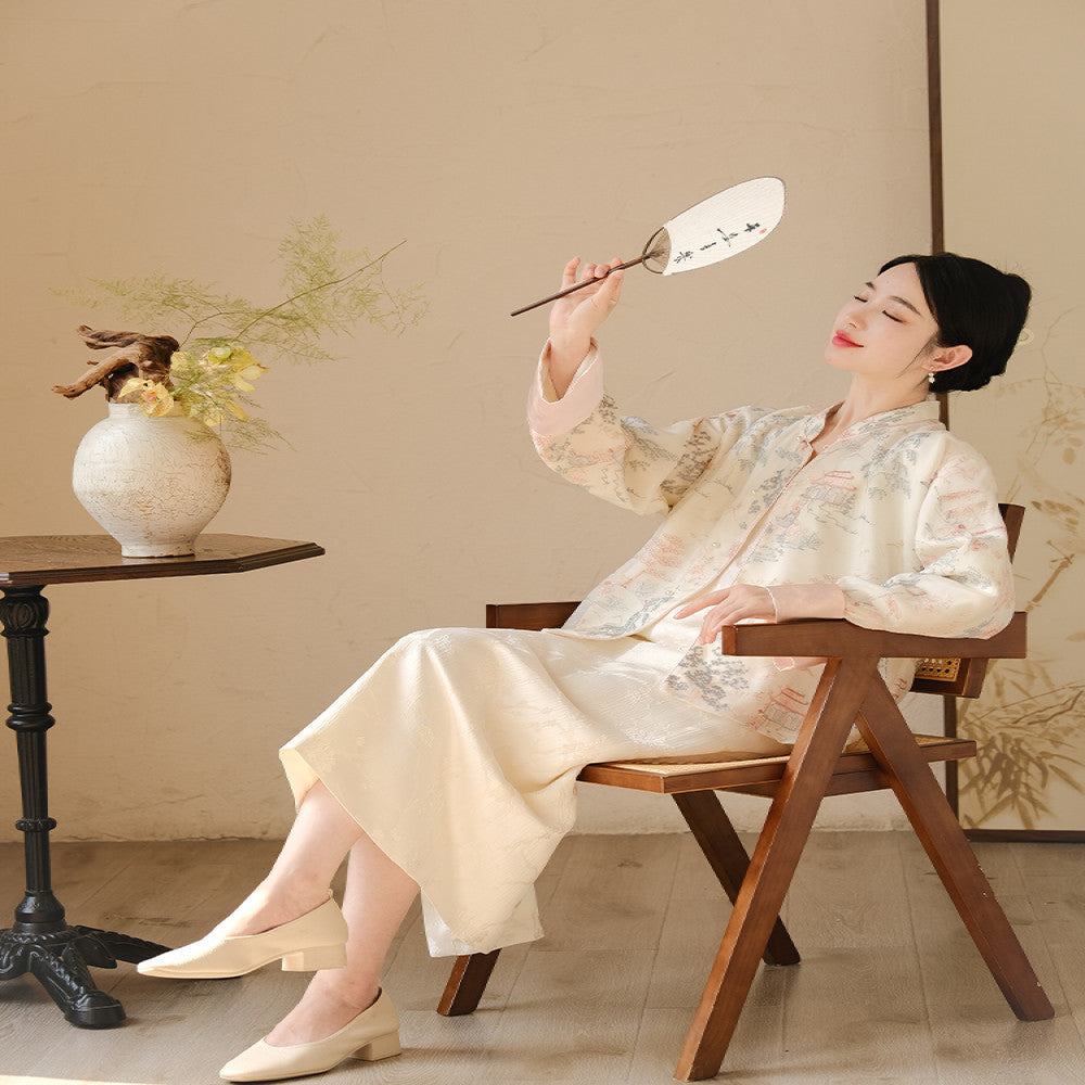 Mr Shan Nonferrous s New Chinese Style Five Willow Embroidered Coat with Chinese Style and Elegant Style High end Zen Tea Robe Top image 4