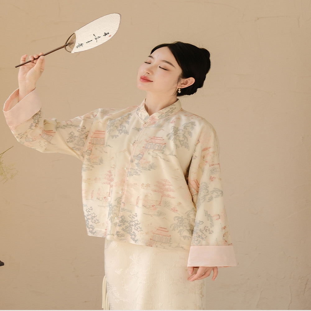 Mr Shan Nonferrous s New Chinese Style Five Willow Embroidered Coat with Chinese Style and Elegant Style High end Zen Tea Robe Top image 5