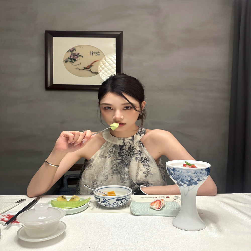 In Stock DailyDash Jiangnan Yanyu New Chinese style Hanging Neck Sleeveless Temperament Look Thin Tank Top image 2