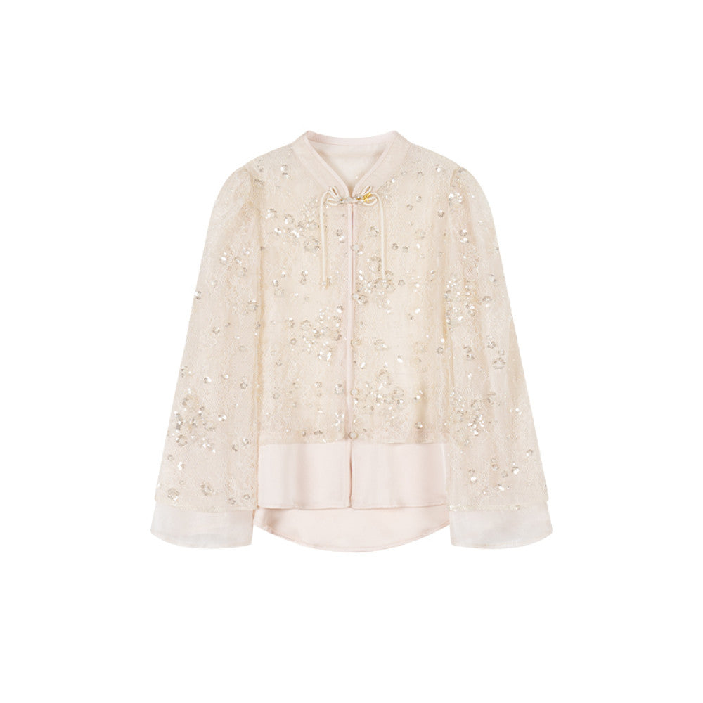Wonderland Firefly Flying Flower Original Lace Embroidered Bead Top Soft Satin Strap Half Skirt Set image 8