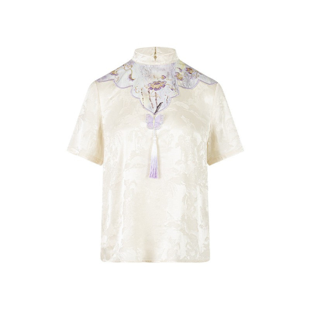 Wuyan Yihe Mei Dai New Chinese Style Silk Jacquard Heavy Embroidery Top Bleach Purple Skirt Pants image 7