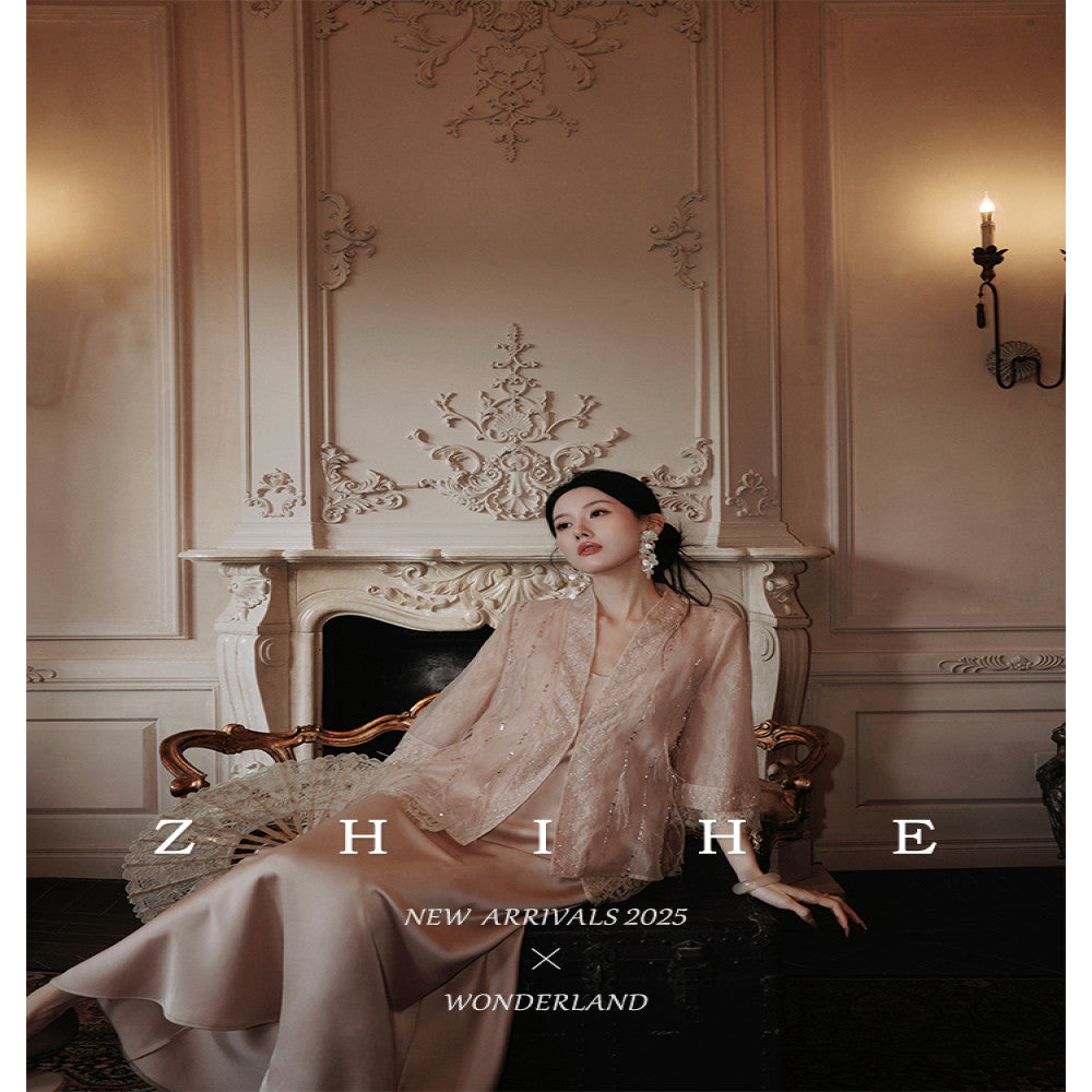 Wuyan Yihe Finger Silk Quietly Luxury Chinese Style Feather Silk Coat Satin Strap Skirt image 3